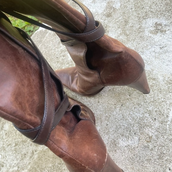 Vintage y2k Fendi bronze knee high strapy boots - Picture 4 of 9